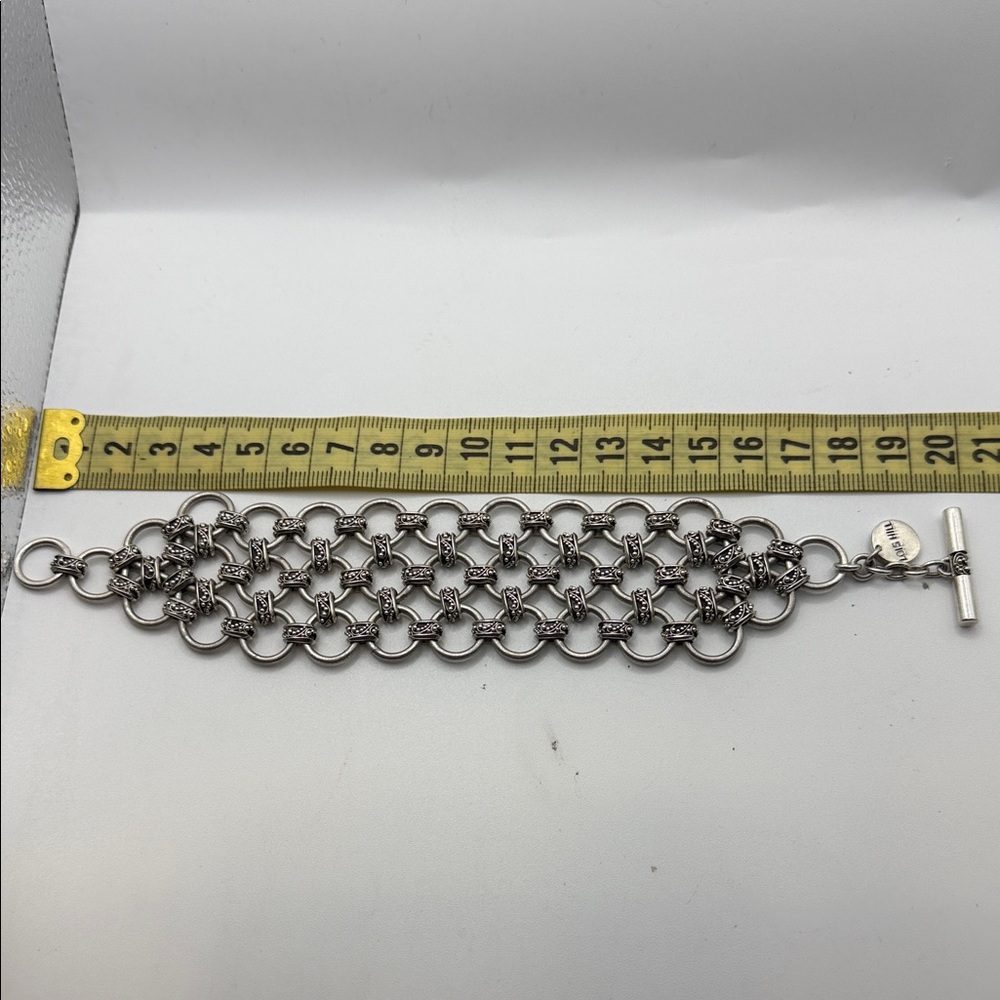 Lois Hill Silver Multi-Row Interlinked Chain Brac… - image 3